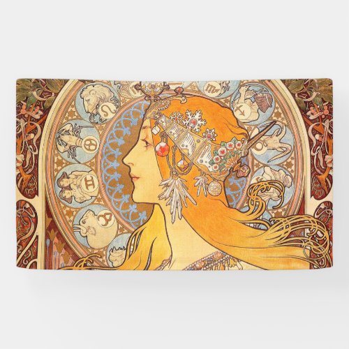 Alfonse Mucha Zodiac Art Nouveau Woman Banner