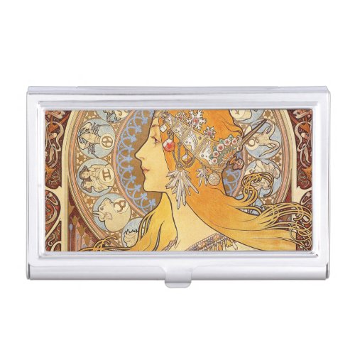 Alfonse Mucha Zodiac Art Nouveau Woman Business Card Holder