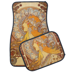 Alfonse Mucha Zodiac Art Nouveau Woman Car Mat