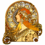 Alfonse Mucha Zodiac Art Nouveau Woman Cutout<br><div class="desc">This image is the classic Alphonse Mucha Zodiac woman,  an art nouveau image from 1896. 'Zodiac' was originally designed as a calendar,  and Mucha incorporated twelve zodiac signs in the disk behind the woman's head.</div>