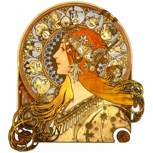 Alfonse Mucha Zodiac Art Nouveau Woman Cutout