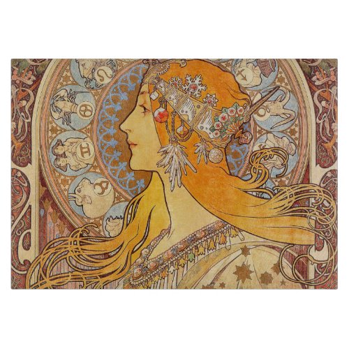 Alfonse Mucha Zodiac Art Nouveau Woman Cutting Board