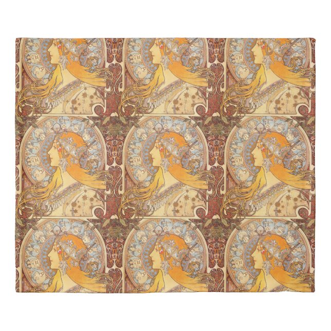 Alfonse Mucha Zodiac Art Nouveau Woman Duvet Cover (Front)