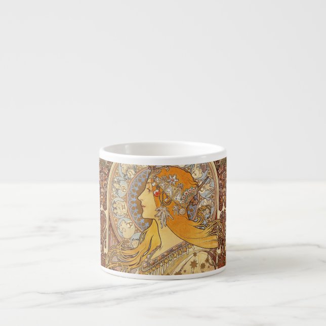 Alfonse Mucha Zodiac Art Nouveau Woman Espresso Cup (Front)