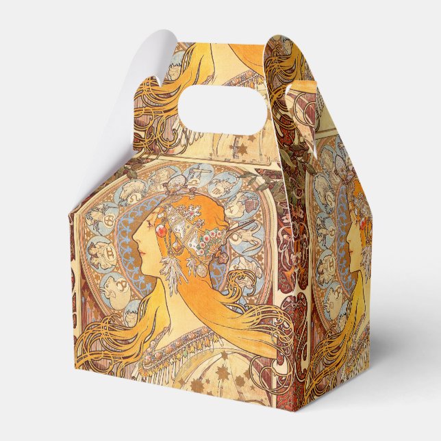 Alfonse Mucha Zodiac Art Nouveau Woman Favor Boxes (Front Side)