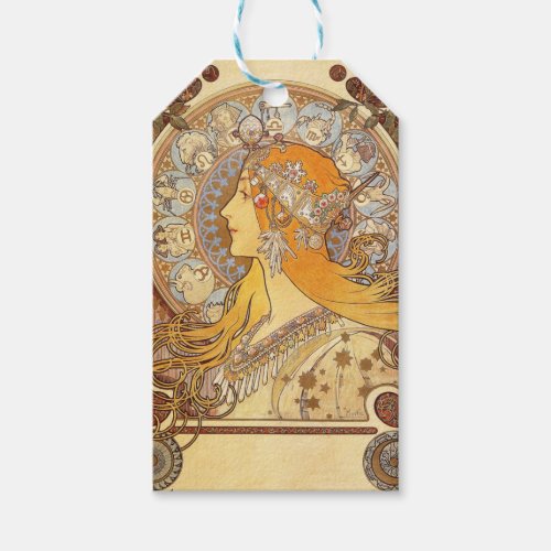 Alfonse Mucha Zodiac Art Nouveau Woman Gift Tags