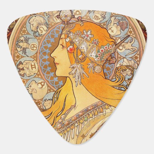 Alfonse Mucha Zodiac Art Nouveau Woman Guitar Pick