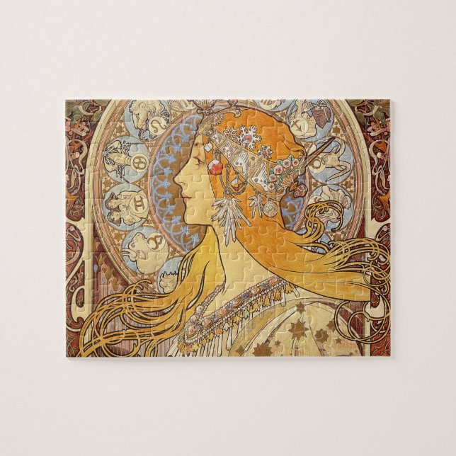 Alfonse Mucha Zodiac Art Nouveau Woman Jigsaw Puzzle (Horizontal)