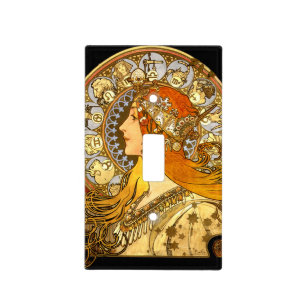 Alfonse Mucha Zodiac Art Nouveau Woman Light Switch Cover