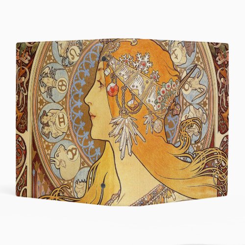 Alfonse Mucha Zodiac Art Nouveau Woman Mini Binder