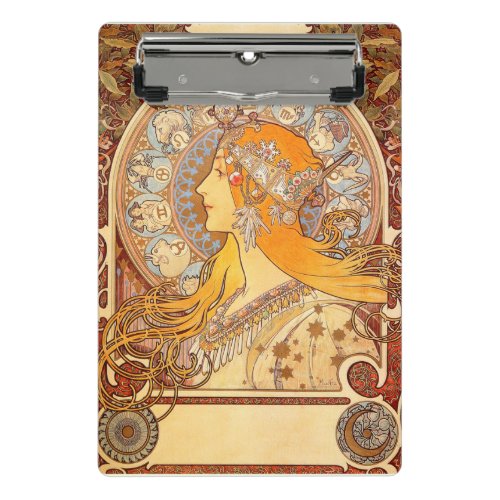 Alfonse Mucha Zodiac Art Nouveau Woman Mini Clipboard