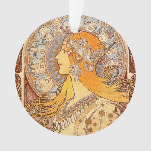 Alfonse Mucha Zodiac Art Nouveau Woman Ornament