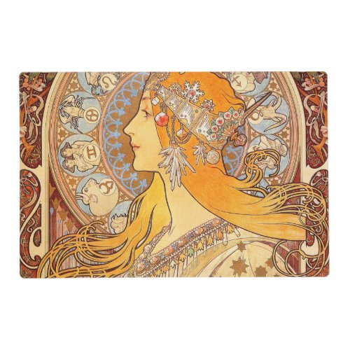 Alfonse Mucha Zodiac Art Nouveau Woman Placemat