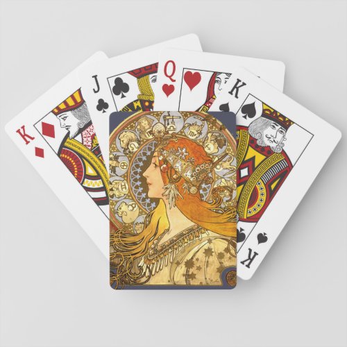 Alfonse Mucha Zodiac Art Nouveau Woman Playing Cards