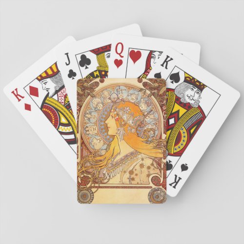 Alfonse Mucha Zodiac Art Nouveau Woman Poker Cards