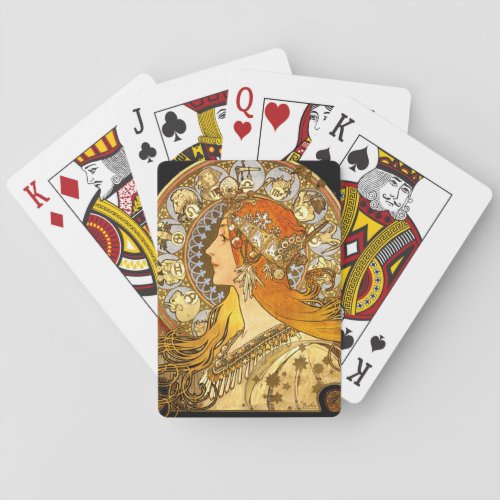 Alfonse Mucha Zodiac Art Nouveau Woman Poker Cards