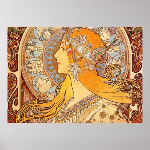 Alfonse Mucha Zodiac Art Nouveau Woman Poster