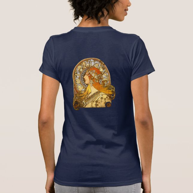 Alfonse Mucha Zodiac Art Nouveau Woman T-Shirt (Back)
