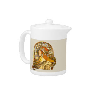 Alfonse Mucha Zodiac Art Nouveau Woman Teapot