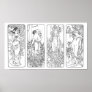 Alfonso Mucha - Four Seasons - black and white pos Poster
