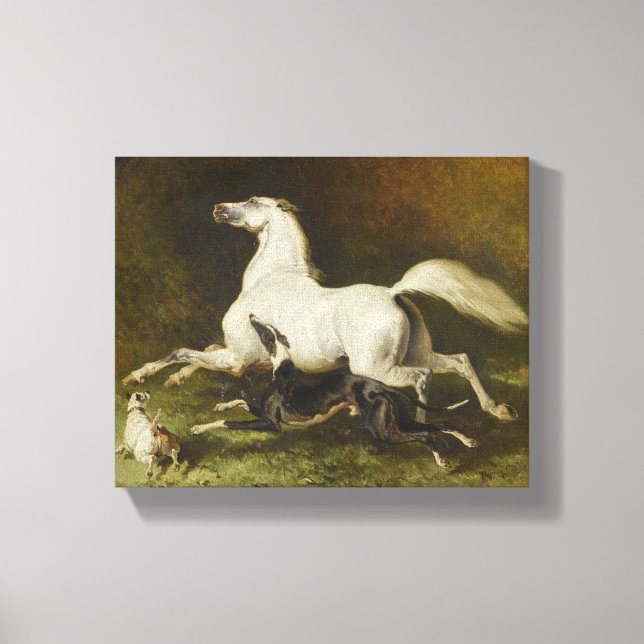 Alfred Dedreux: Galloping horse and dog Canvas Print (Front)