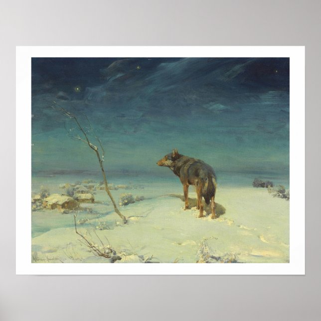 Alfred Kowalski Lone Wolf in Winter Oil Painting P Poster (Front)