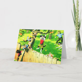 Alfred Mainzer cats climbing an apple tree Card