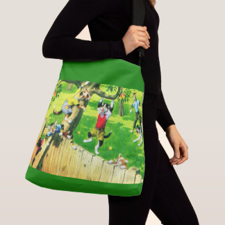 Alfred Mainzer cats climbing an apple tree Crossbody Bag