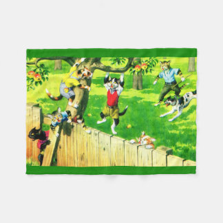 Alfred Mainzer cats climbing an apple tree Fleece Blanket