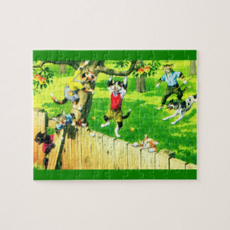 Alfred Mainzer cats climbing an apple tree Jigsaw Puzzle