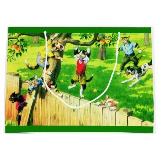 Alfred Mainzer cats climbing an apple tree Large Gift Bag