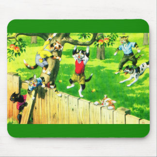Alfred Mainzer cats climbing an apple tree Mouse Pad