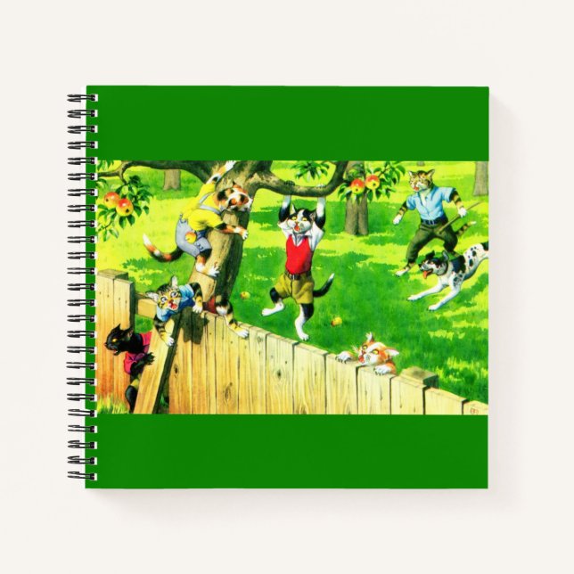 Alfred Mainzer cats climbing an apple tree Notebook (Front)