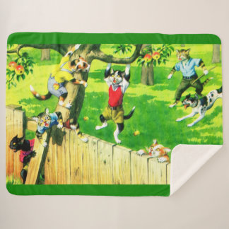 Alfred Mainzer cats climbing an apple tree Sherpa Blanket
