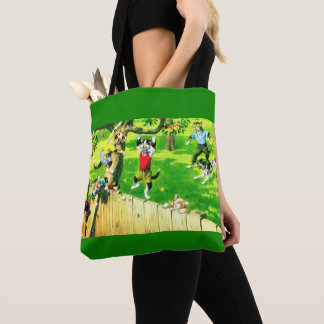 Alfred Mainzer cats climbing an apple tree Tote Bag