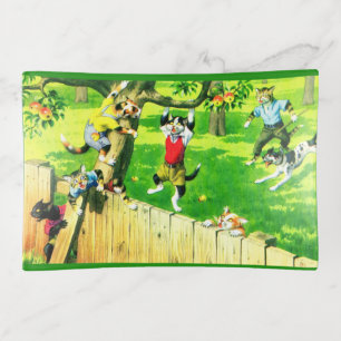 Alfred Mainzer cats climbing an apple tree Trinket Tray