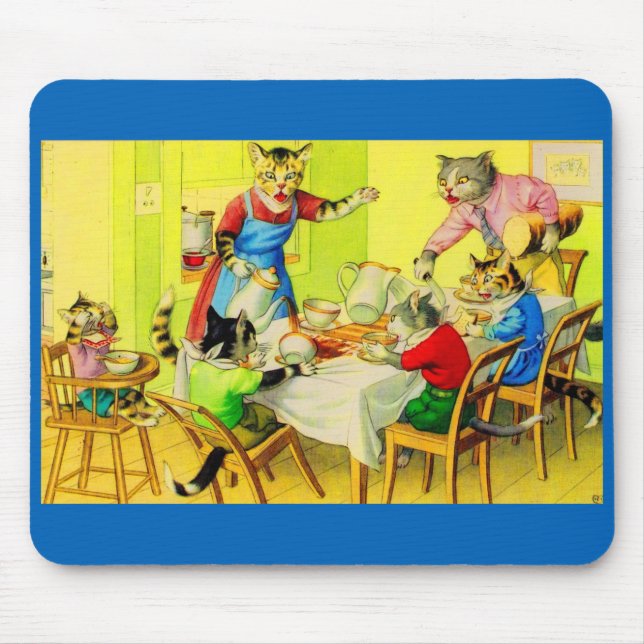 Alfred Mainzer cats Dinner Disaster Mouse Pad (Front)