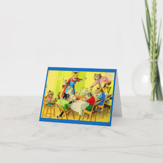 Alfred Mainzer cats Dinner Disaster Note Card