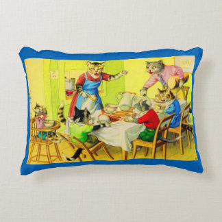 Alfred Mainzer cats Dinner Disaster print Accent Pillow