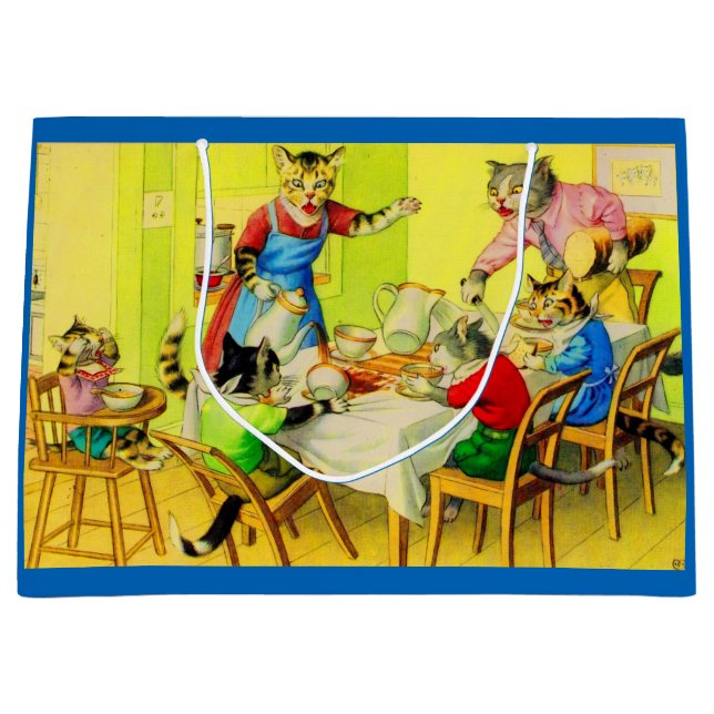 Alfred Mainzer cats Dinner Disaster print Large Gift Bag (Front)