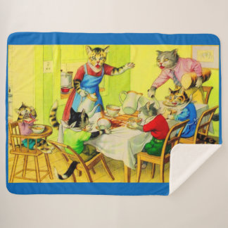 Alfred Mainzer cats Dinner Disaster print Sherpa Blanket