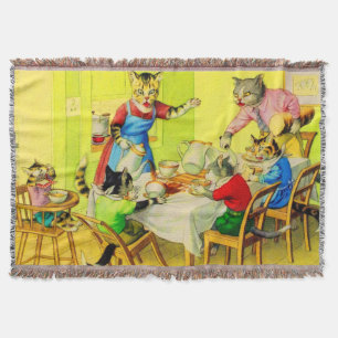 Alfred Mainzer cats Dinner Disaster print Throw Blanket