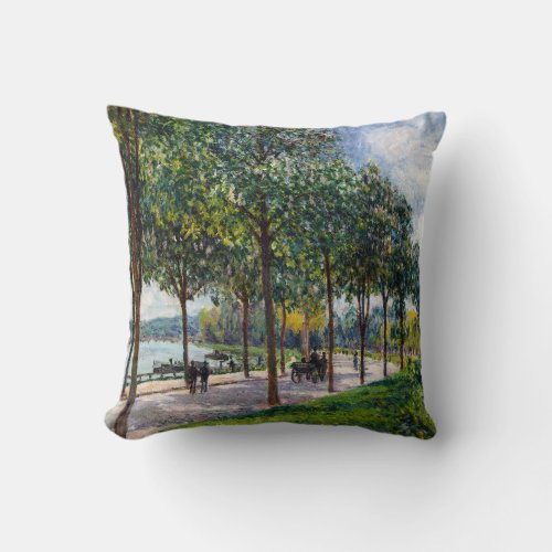 Alfred Sisley _ Allee of Chestnut Trees Throw Pillow