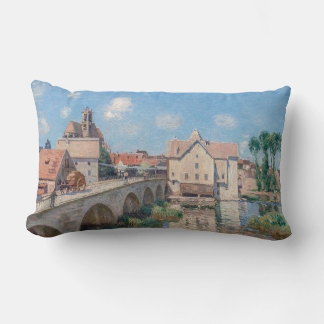 Alfred Sisley artwork - Le Pont de Moret Lumbar Pillow (Front)