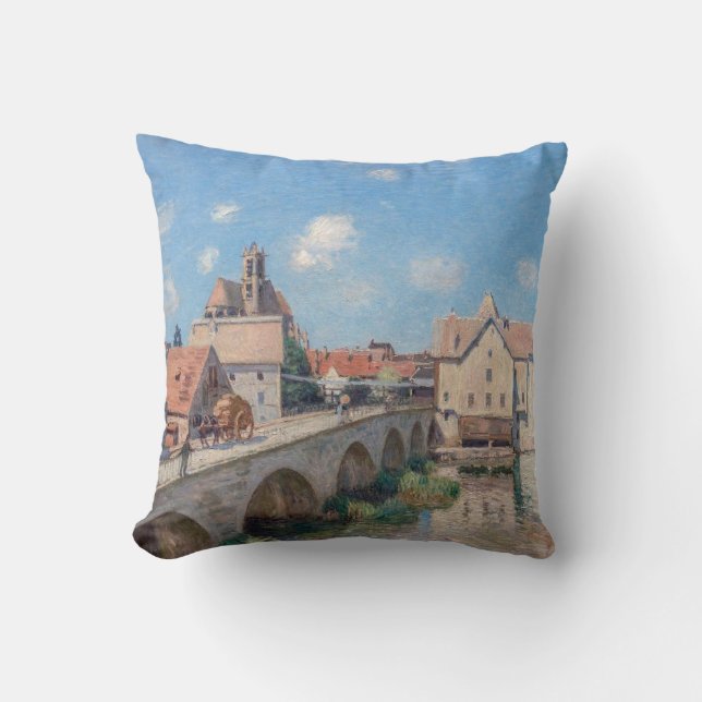 Alfred Sisley artwork - Le Pont de Moret Throw Pillow (Front)