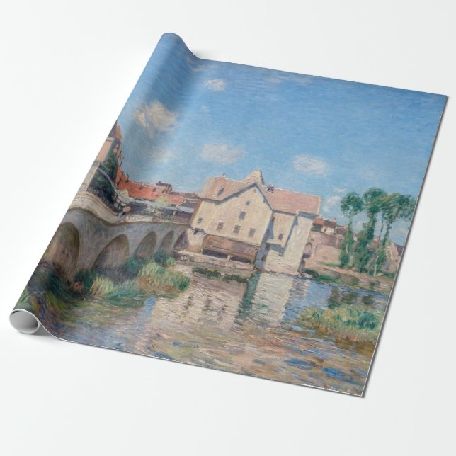 Alfred Sisley artwork - Le Pont de Moret Wrapping Paper (Unrolled)