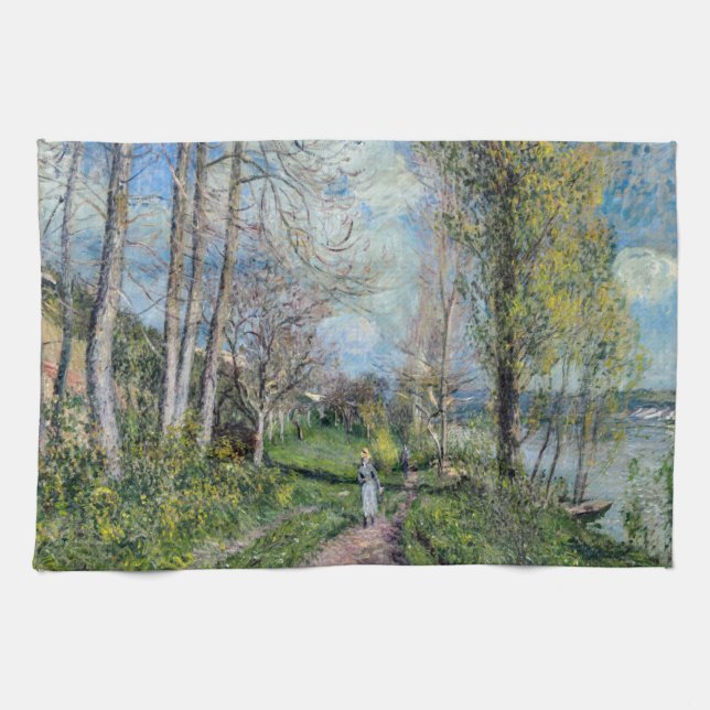Alfred Sisley - Banks of the Seine at By Kitchen Towel (Horizontal)