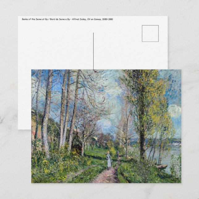 Alfred Sisley - Banks of the Seine at By Postcard (Front/Back)