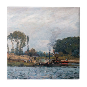 Alfred Sisley - Boats at the Lock at Bougival Ceramic Tile