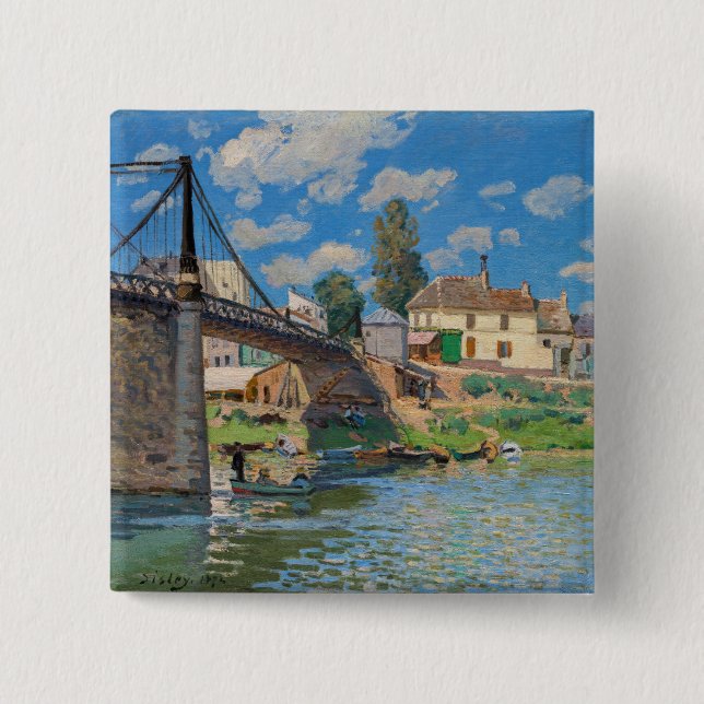Alfred Sisley - Bridge at Villeneuve-la-Garenne Button (Front)
